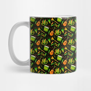 Guitars and Masks Brazilian Carnival Pattern Flat Design Mug